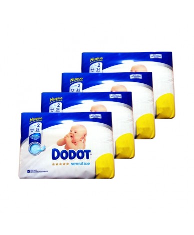 Pañales DODOT Sensitive talla 2 recién nacido (de 4 a 8 kg) caja 136 pañales  - La Farmacia de enfrente
